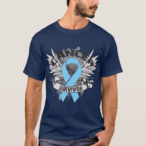Grunge Winged Ribbon Prostate Cancer Survivor T_Shirt