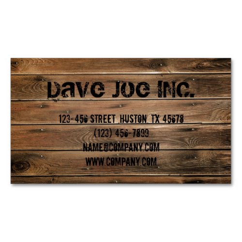 grunge wood texture Construction Carpentry Business Card Magnet