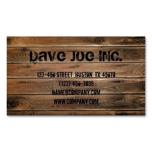 grunge wood texture Construction Carpentry Business Card Magnet (Front)