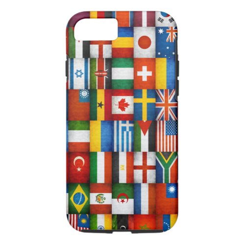 Grunge World Flags Collage Design iPhone 87 Case