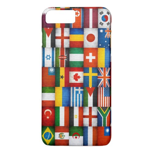 Grunge World Flags Collage Design iPhone 8 Plus7 Plus Case