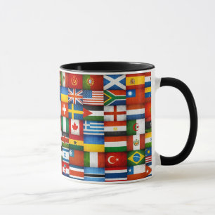 Grunge World Flags Collage Design Mug