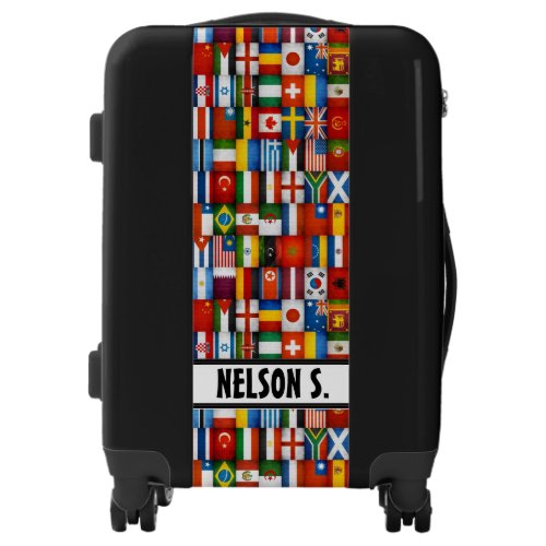 Grunge World Flags Collage Designer Personalized Luggage