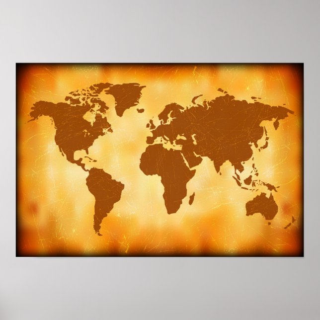 Grunge World Map Poster (Front)