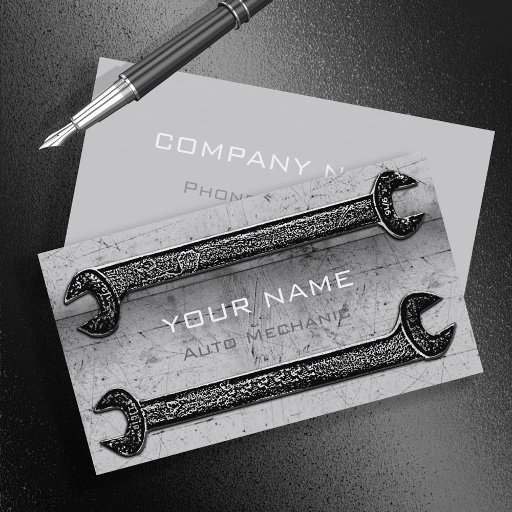 Customizable Grunge Wrenches Grey Business Card