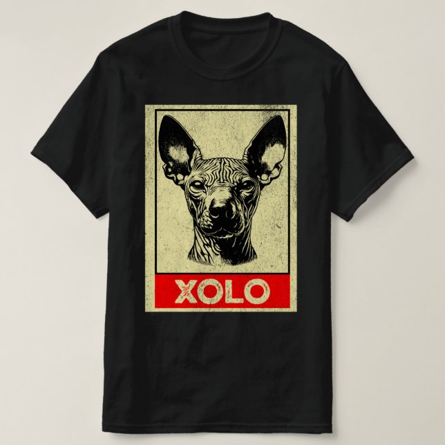 Grunge Xoloitzcuintli Illustration Profile T-Shirt (Design Front)