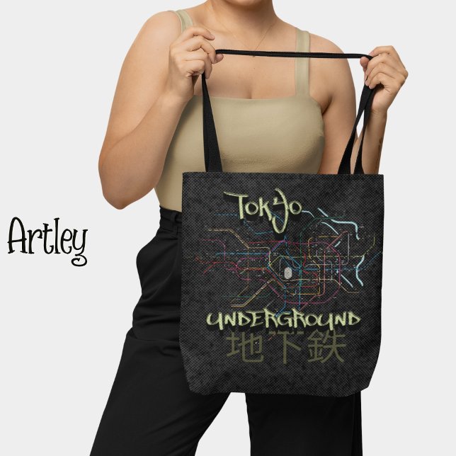 Grunge Y2K Tokyo Subway Map Japan Traveler Tote Bag (Creator Uploaded)