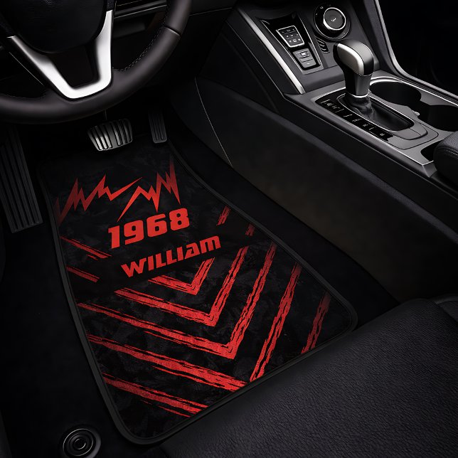 Grunge Year Name Red Black  Car Floor Mat (Grunge Year Name Red Black Car Floor Mat)