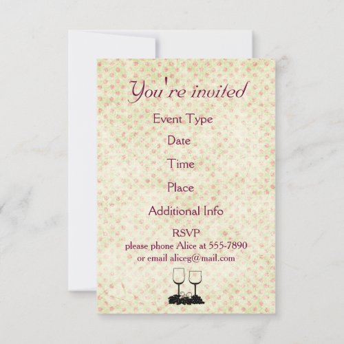 Grunge yellow background with faded red polka dot invitation