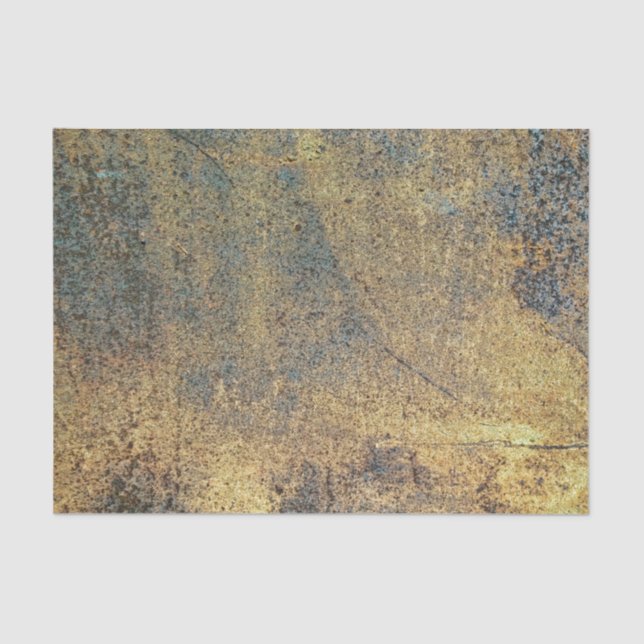 Grunge Yellow & Blue Rusted Metal Pattern Tissue Paper (Front)