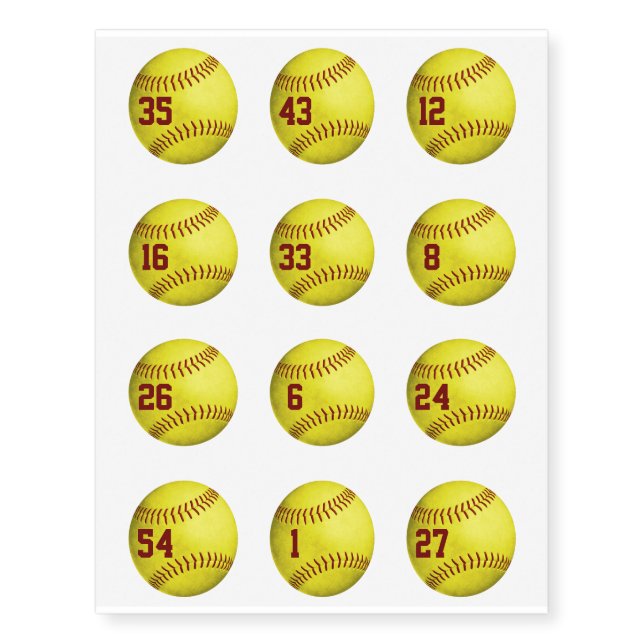grunge yellow softball 12 tattoos w jersey number (Front)