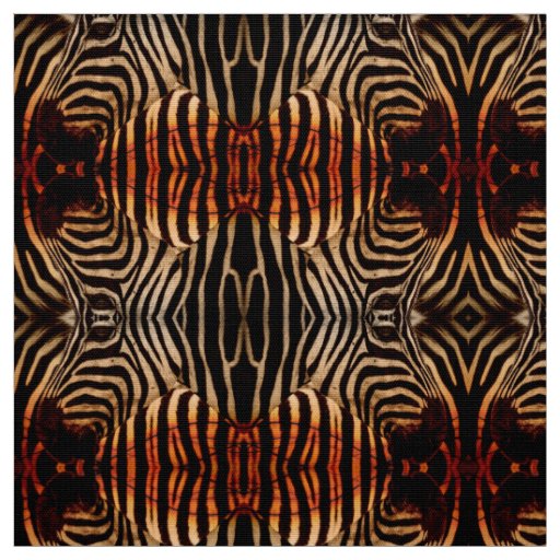 Grunge Zebra Pattern with Black Stripes Fabric