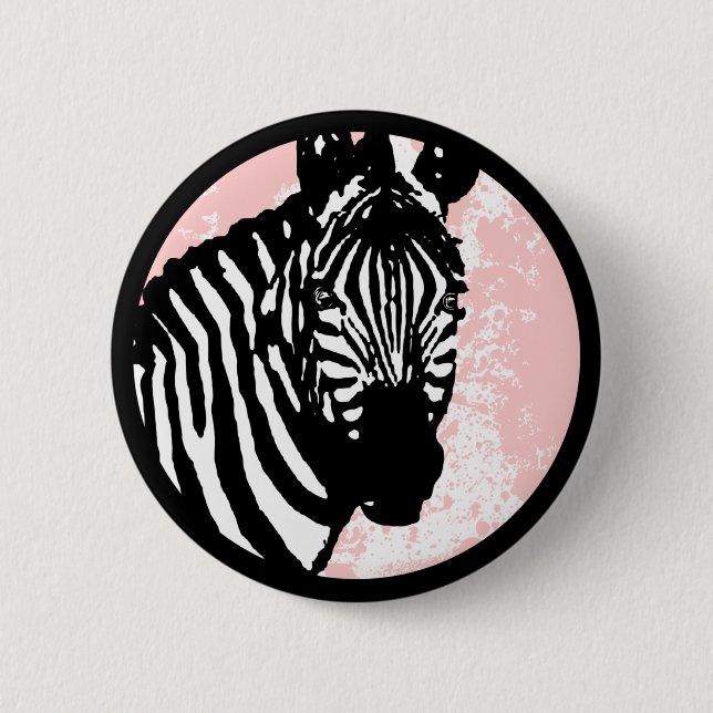 grunge zebra. pinback button (Front)