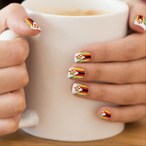 Grunge Zimbabwe Flag Minx Nail Art