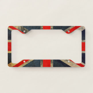 Grunged British Union Jack License Plate Frame