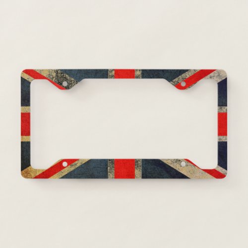 Grunged British Union Jack License Plate Frame