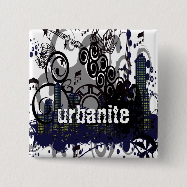 Grunged City Pinback Button (Front)