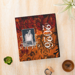 Grunged Damask Burnt Orange Coral Class of Binder