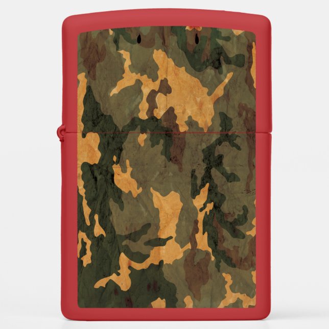 Grunged Green Camouflage Zippo Lighter (Front)
