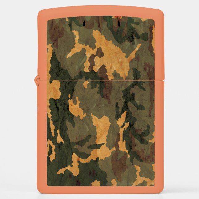Grunged Green Camouflage Zippo Lighter (Front)