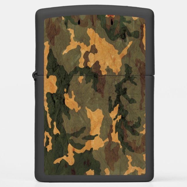 Grunged Green Camouflage Zippo Lighter (Front)