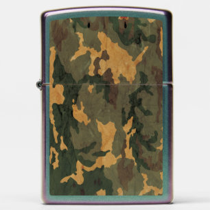 Grunged Green Camouflage Zippo Lighter