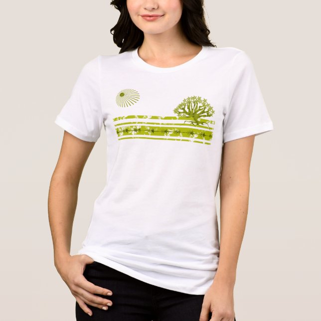 Grunged Tree Sun Tri-Blend Shirt (Front)