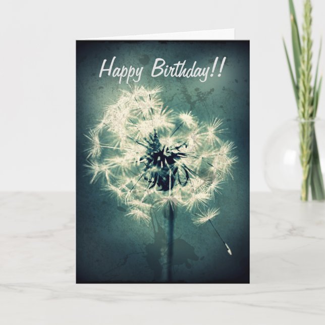 Grungey Dandelion Birthday Card (Front)