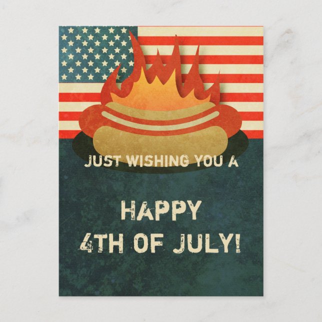 Grungy 4th of July BBQ Party Postcard (Front)