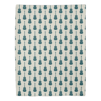 Grungy Acoustic Guitar Polkadot blue cream Duvet Cover