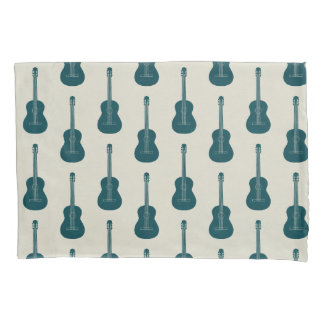 Grungy Acoustic Guitar Polkadot blue cream Pillow Case