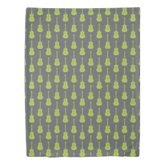 Grungy Acoustic Guitar Polkadot lime green Duvet Cover