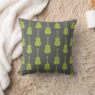 Grungy Acoustic Guitar Polkadot lime green Throw Pillow