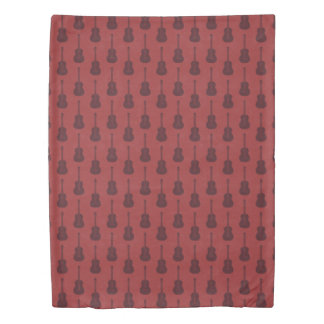 Grungy Acoustic Guitar Polkadot tonal red Duvet Cover