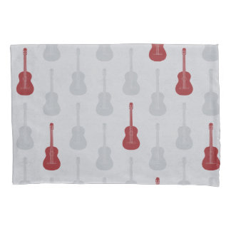 Grungy Acoustic Guitar Polkadot white red Pillow Case