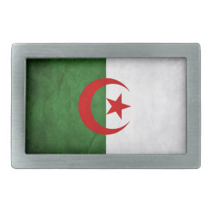 Grungy Algeria National Flag Rectangular Belt Buckle
