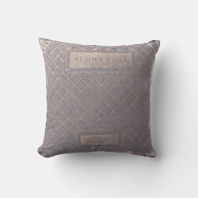 Grungy Alumbrado Metal Cap Throw Pillow (Front)