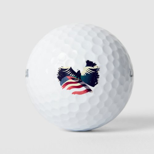 Grungy American Flag Bald Eagle  Golf Balls