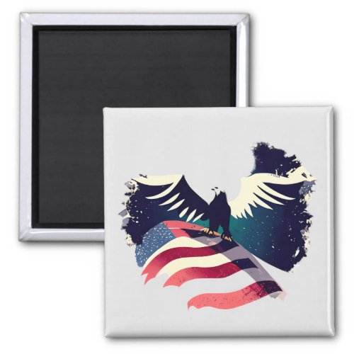 Grungy American Flag Bald Eagle  Magnet