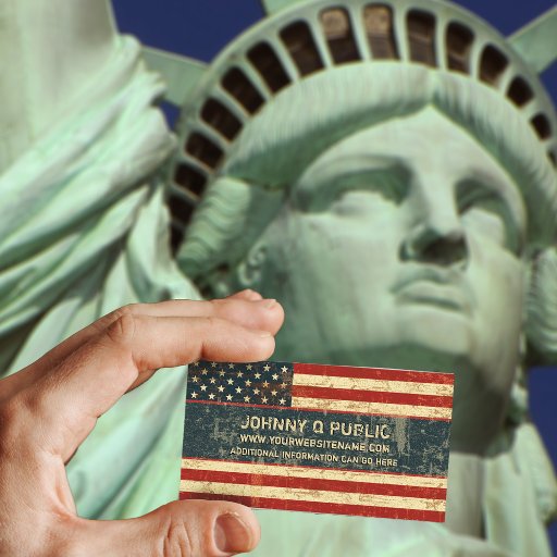Customizable Grungy American Flag Business Cards