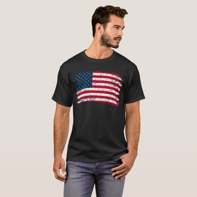 Grungy American Flag T-Shirt (Front Full)