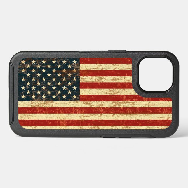 Grungy American Flag USA Otterbox iPhone Case (Back Horizontal)