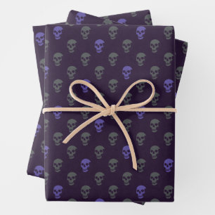 Grungy Anatomical Skull Polkadots grey purple Wrapping Paper Sheets