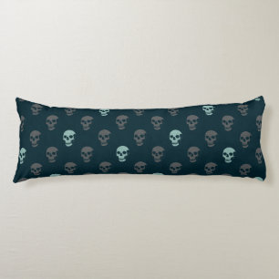 Grungy Anatomical Skull Polkadots navy mint grey Body Pillow