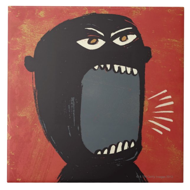 Grungy Angry Man Ceramic Tile (Front)