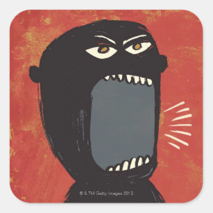 Grungy Angry Man Square Sticker