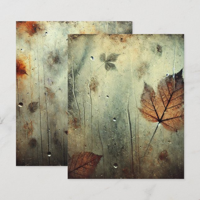 Grungy Autumnal Foggy Glass Window Scrapbook Paper (Front/Back)