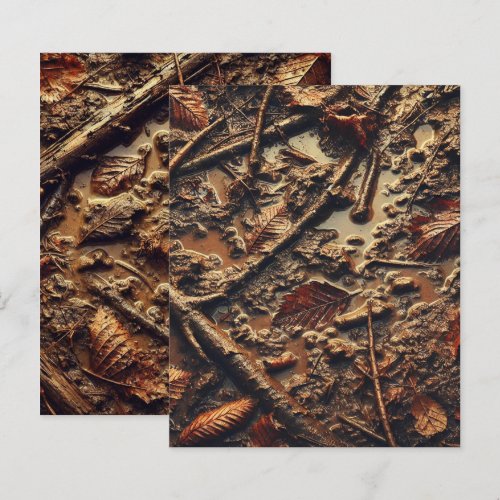 Grungy Autumnal Muddy Leaves Scrapbook Paper