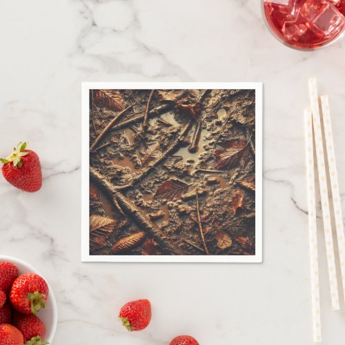 Grungy Autumnal Muddy Leaves &amp; Twigs Decoupage Napkins
