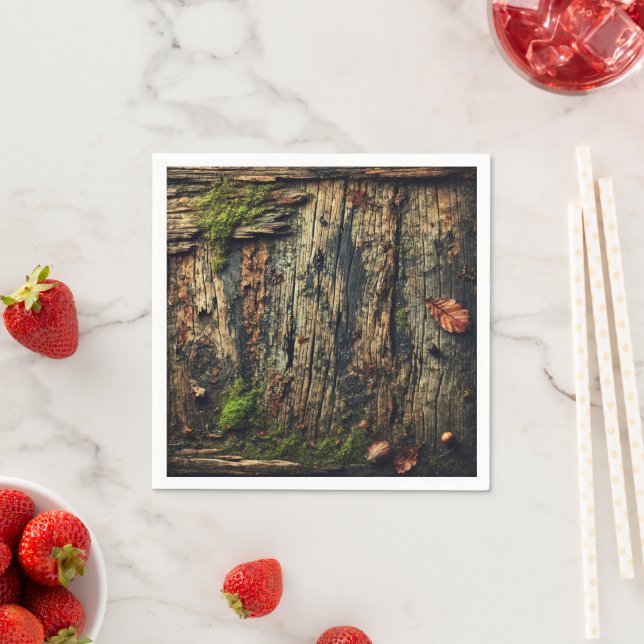 Grungy Autumnal Muddy Mossy Worn Wood Decoupage Napkins (Insitu)